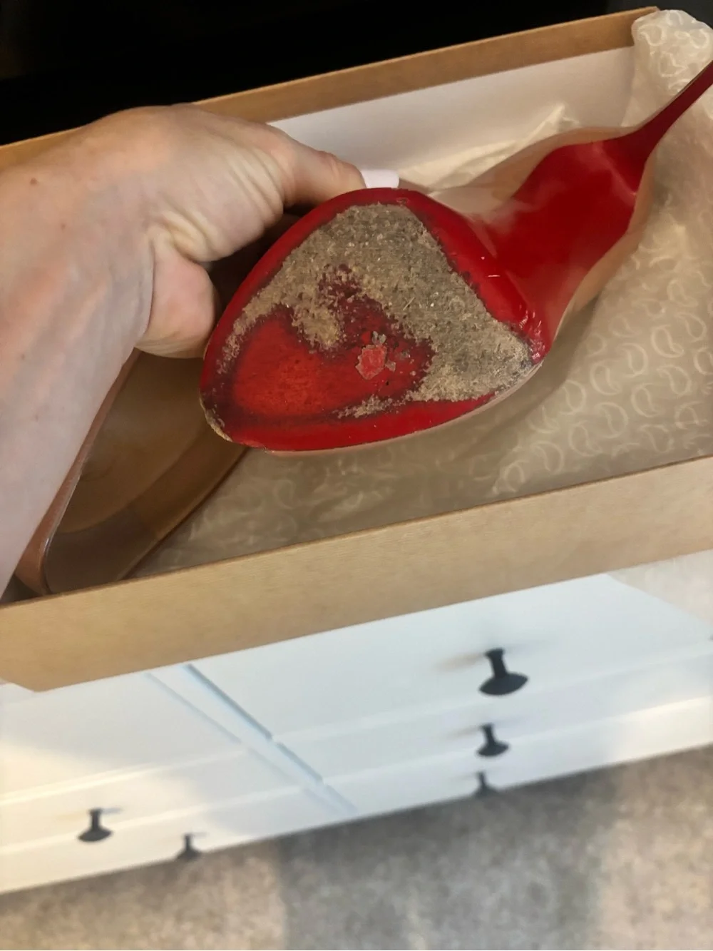 Christian Louboutin Very Prive Patent Nude Pumps with Red Sole